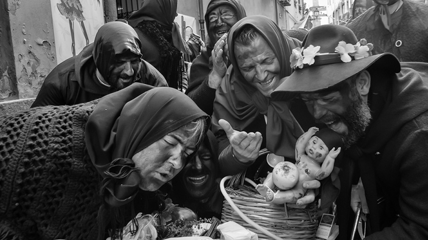 Three stages in the &quot;Carrasegare&quot;, the Sardinian Carnival